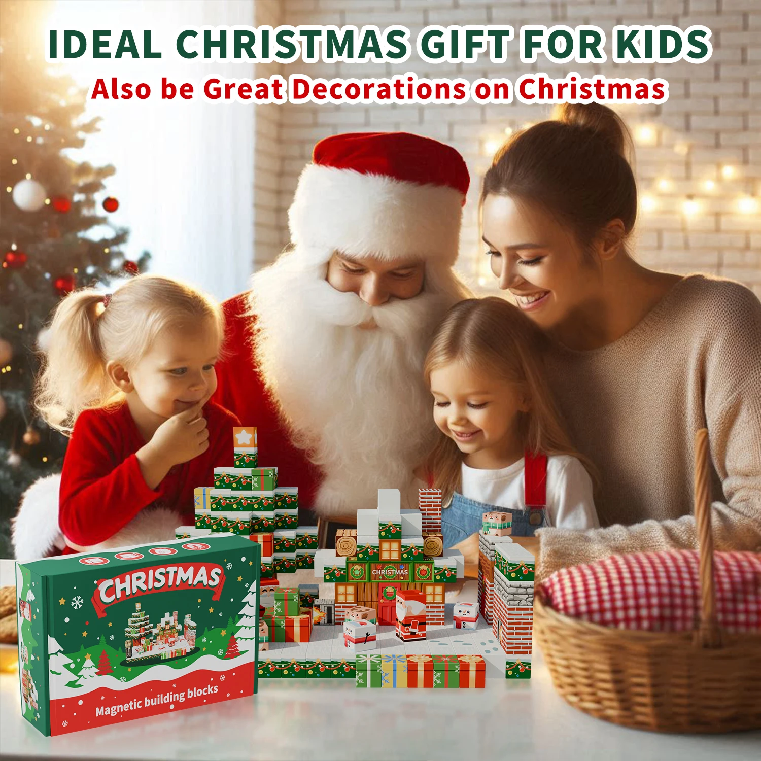 كتل مغناطيسية للأطفال عيد الميلاد كتل مغناطيس الثلج بناء الألغام المغناطيس العالم مجموعة هدايا عيد الميلاد لعب للبنين والبنات الذين تتراوح أعمارهم بين 3 سنوات فما فوق