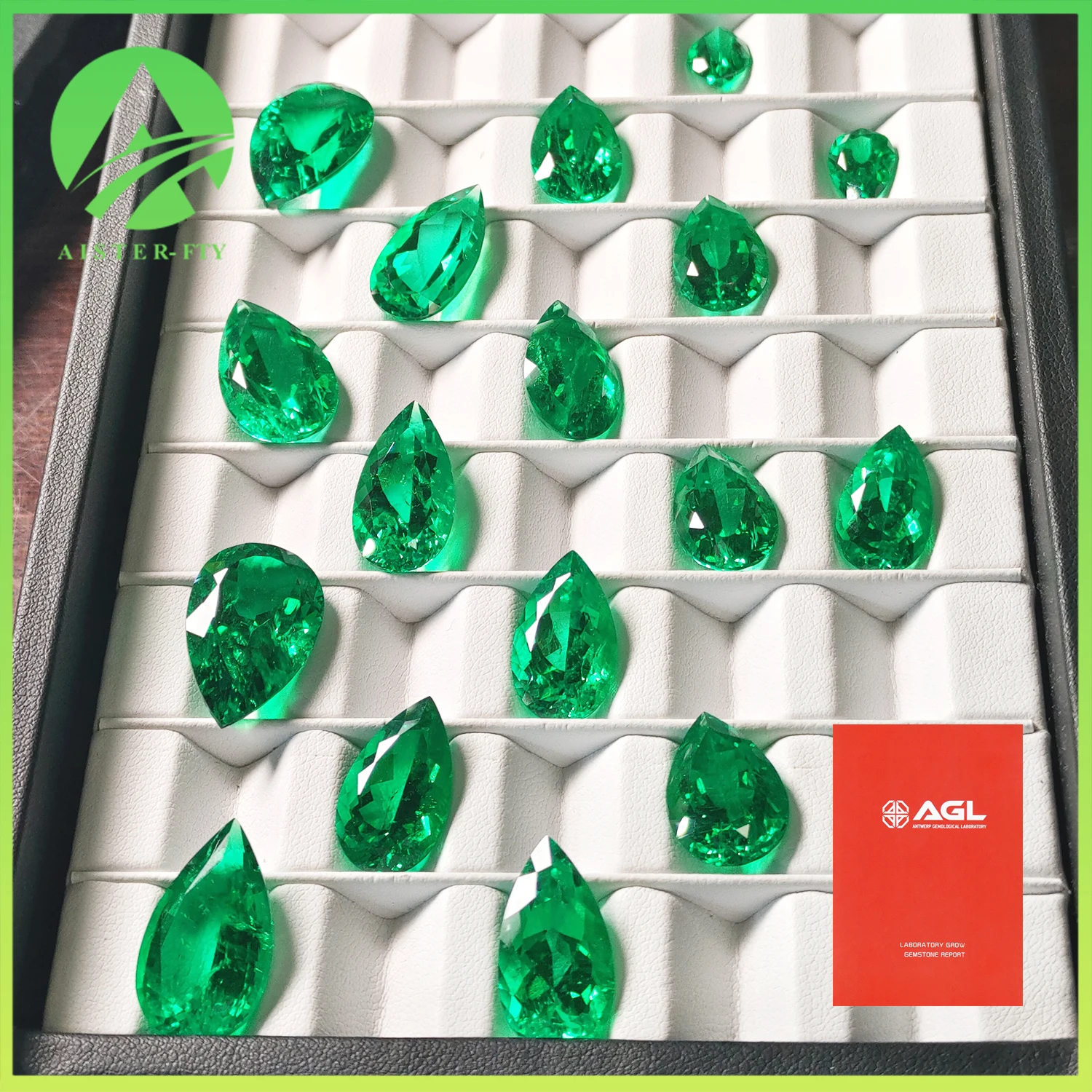 Émeraude de laboratoire cultivée en Colombie, taille poire, taillée à la main, pierres précieuses en vrac, diamant synthétique, certificat AGL inclus