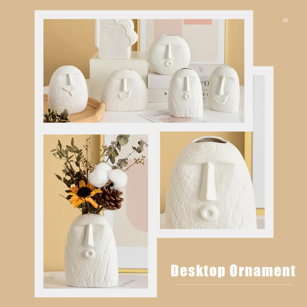 

Face Tiny Vase Decorative Abstract Aesthetic Planter Flower Pot Sculpture White