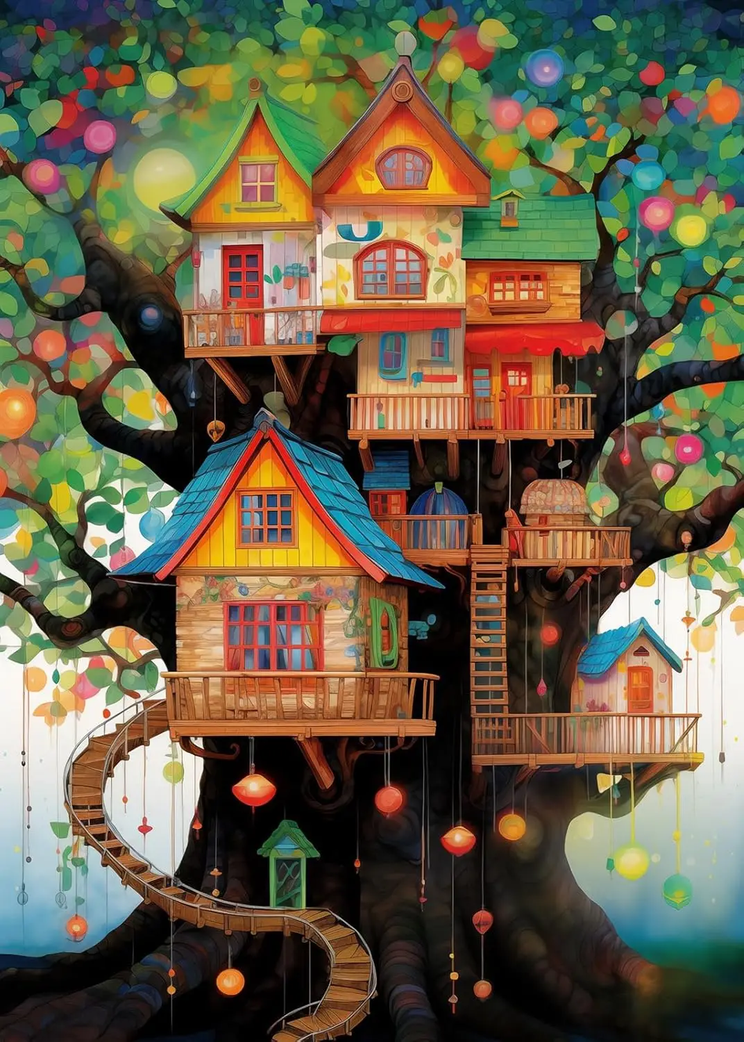 

Bird House in a Tree 500/1000/1200/2000 PCS Jigsaw Puzzles Family Activity Games for Gameroom Bedroom Gifts Home Decor