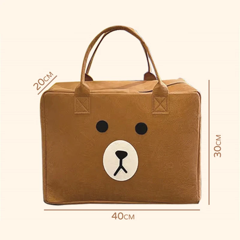 Cartoon Travel Felt Bag Large Capacity Storage Bag Portable Luggage Bag Felt Tote Bag Cosmetic Bag Women\'s Handbag