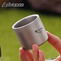1pc Titanium Alloy Coffee Cup Double Layer Tea Cup Outdoor Camping Tableware