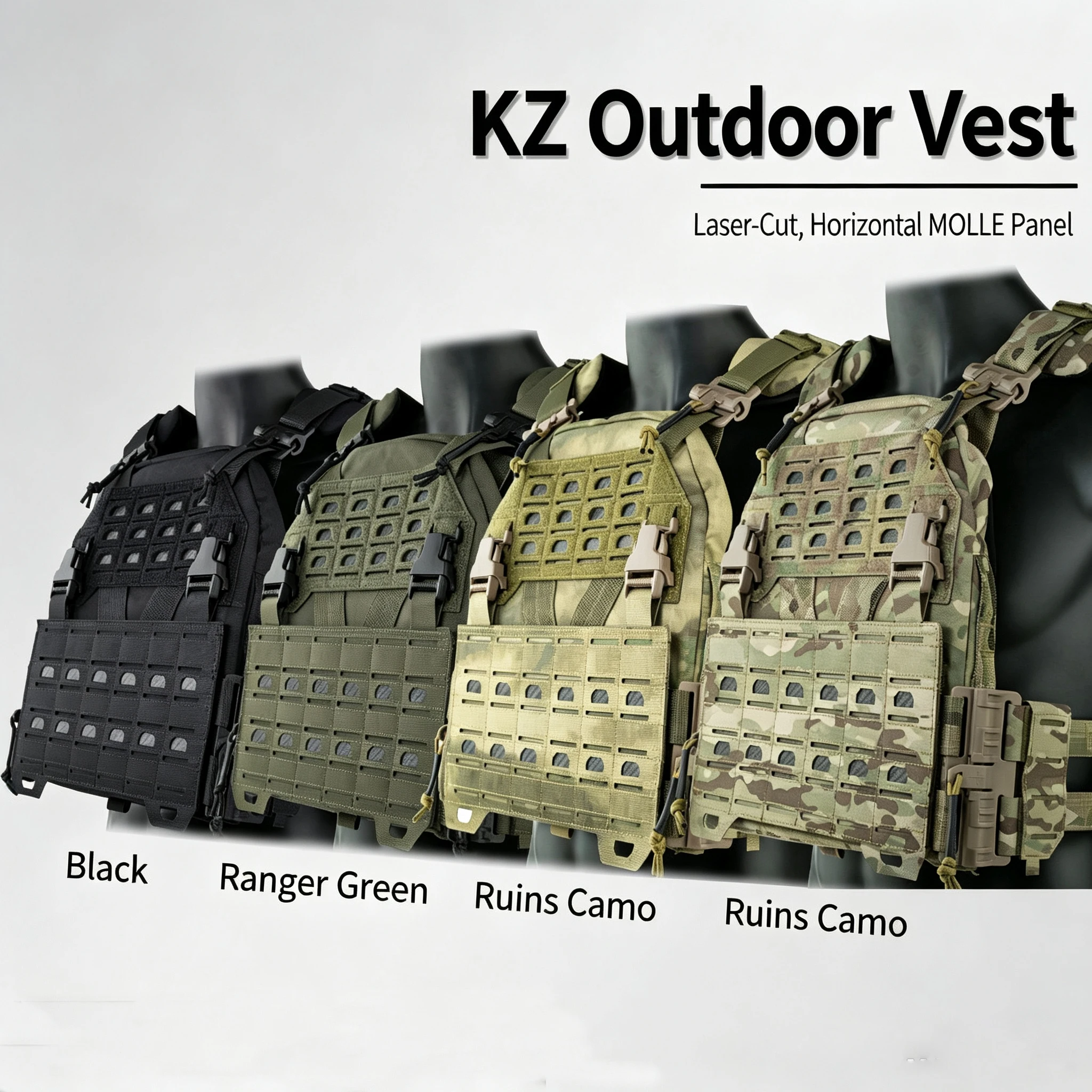 KZ TC0298 Quick Release Lightweight Tactical Vest MOLLE Modular Outdoor Wargame Training Plate Carrier Protective Vest