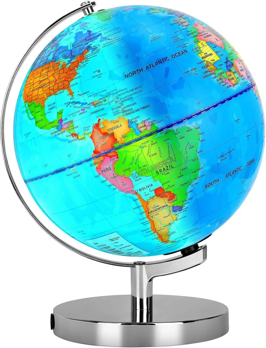 

6-in-1 Illuminated World Globe 12 inch, Educational STEM Toy for Kids & Adults, High Clear Map, Light Up Night Lamp, Rewritable Surface, Gift for Boys and Girls