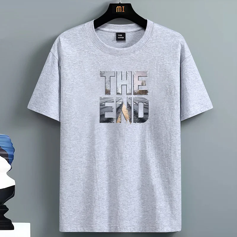 الصيف للرجال 100% القطن عادية فضفاض صالح كبير نهاية طباعة الجولة الرقبة قصيرة الأكمام تي شيرت علوي شارع العليا للجنسين نمط