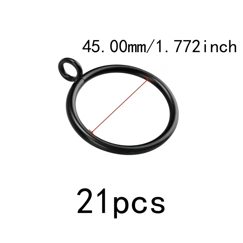 21 pcs 45mm Metal Window Curtain Rings with Easy Install, ideal for Bathroom Shower Panel and Home Fabric Hanging, Black