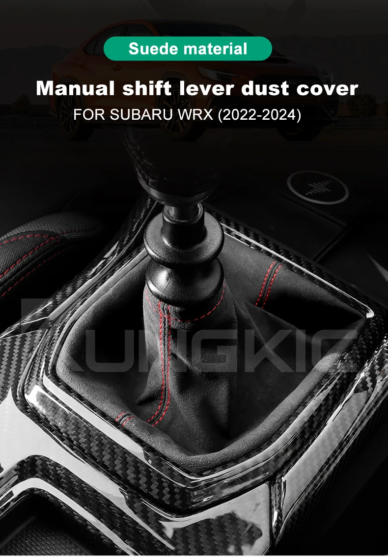 Italienisches Premium-Wildleder für Subaru WRX 2022 2023 2024 2025 Manueller Autoknauf Schalthebelmanschette Staubschutz Innenzubehör – Detail 1