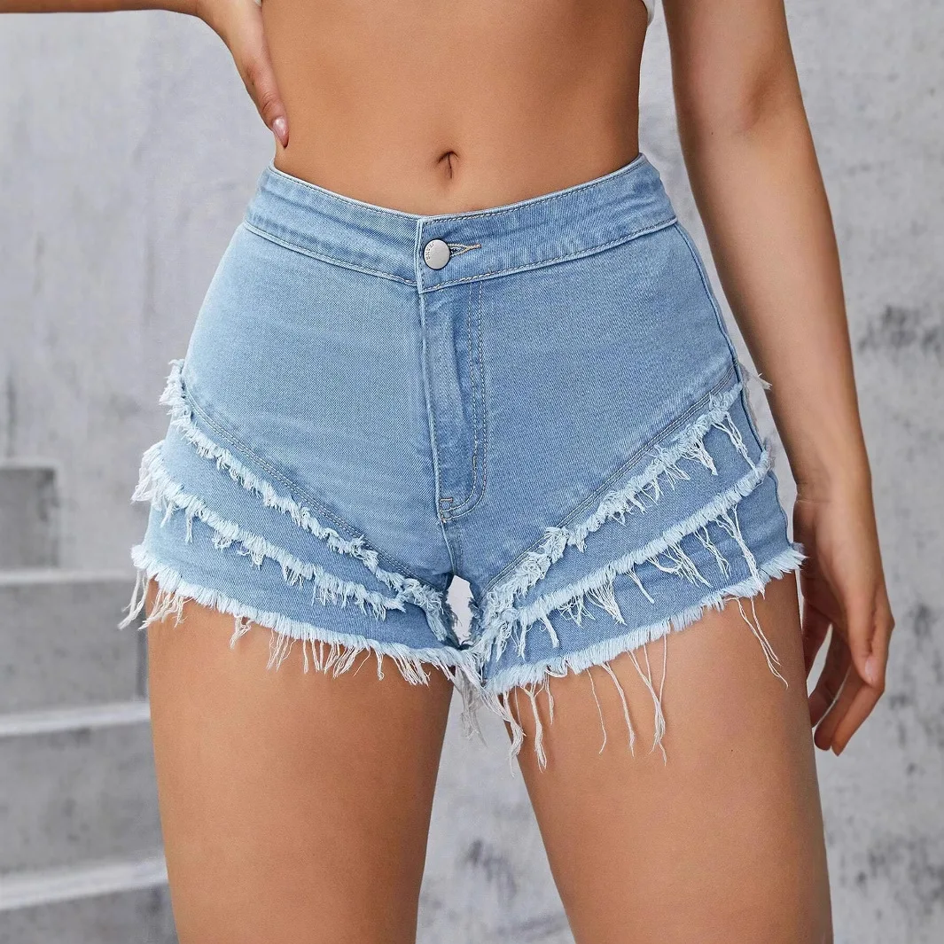 

High Waist Jeans Women Washed Denim Shorts Zipper Fly Ripped Y2k Pockets Slim Fit Mom Jeans Summer Streetwear 2025 Casual