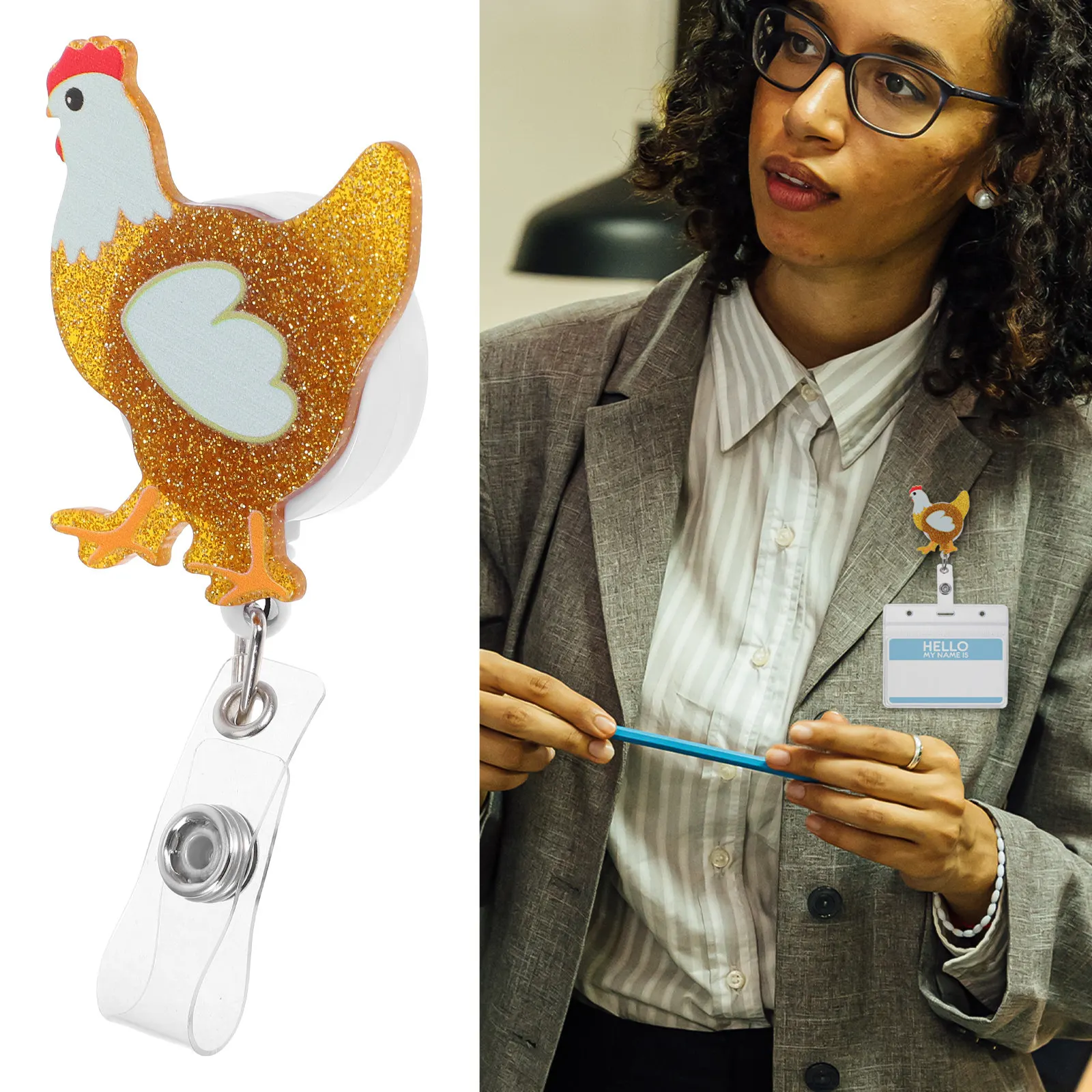 

Chicken Retractable Badge Reel Cute Core Badge Clip Nurse Doctor Medical Assistant Nursing Student Teacher Id Holders