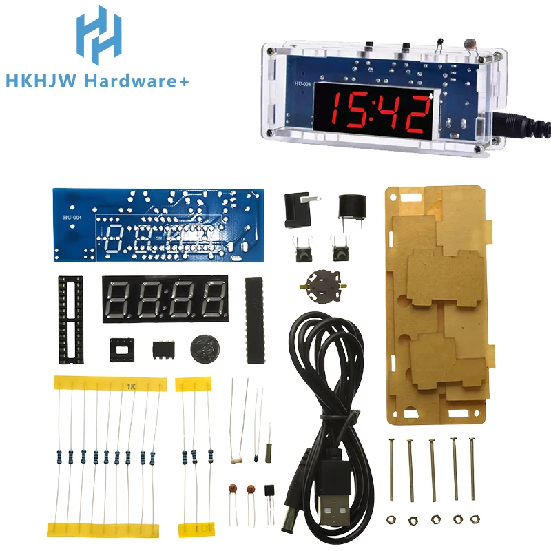 DIY Digital Clock Kit Display Date Week Temperature Alarm DS1302 Soldering Project Learning Practice Solder Diy Electronic Kit