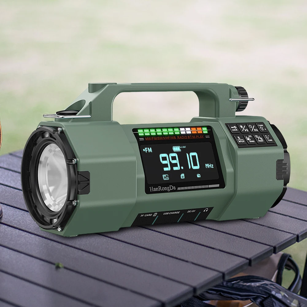 راديو كرنك اليد في حالات الطوارئ مع إنذار SOS ومصباح LED ومكبر صوت BT وراديو محمول يعمل بالطاقة الشمسية لحالات الطوارئ الداخلية والخارجية #2