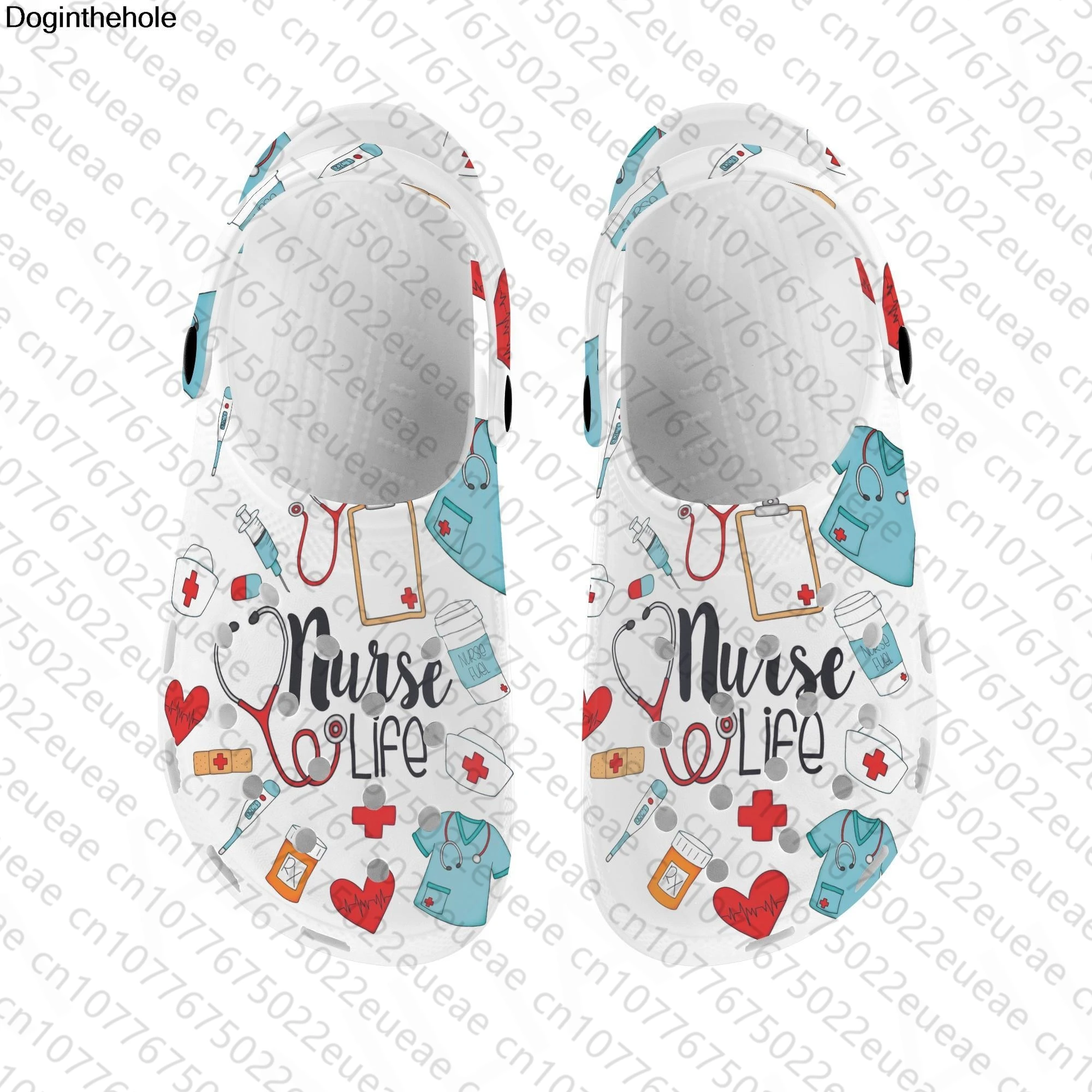 Slipper Indoor House Nurse Print Thick Sandals Hole Shoes for Women Outdoor Casual Couples Flat Flip Flop Platform Personalized