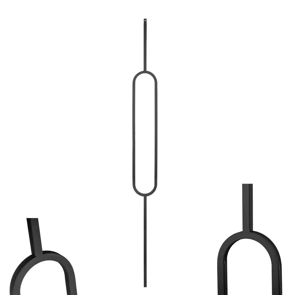 Conjunto de 10 balustres de ferro forjado para deck e trilhos de escada em espiral, eixos ovais únicos ocos de 1/2 polegadas em acabamento preto acetinado