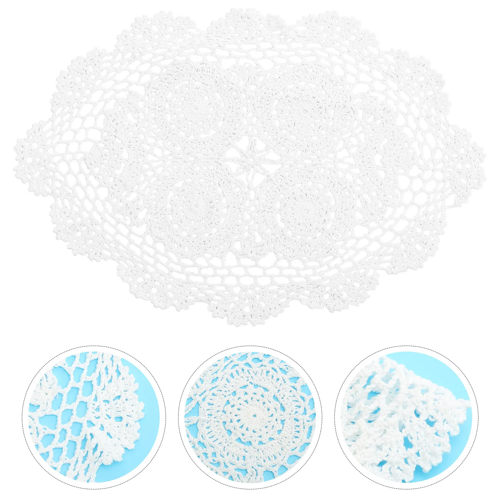 

Crochet Mat Cotton Farmhouse Placemat Rustic Decorative Table Pad For Dining Table Home Hotel Wedding Decoration