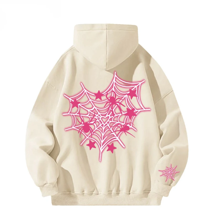 

Мужские толстовки с капюшоном «Паук», роскошные 90-е годы, винтажные простые модные Harajuku, высокое качество, пастельные цвета, дизайнерские толстовки Y2k для мужчин, флисовые