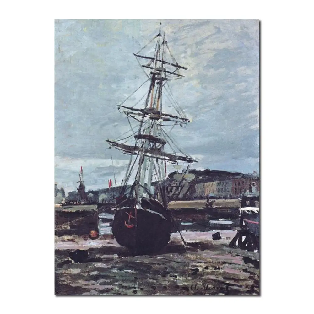 Gestrandetes Boot in Fecamp of Claude Monet art oil paintings Canvas reproduction hand-painted