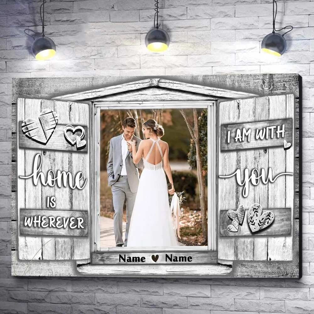 

Personalized Couple Photos Prints On Canvas Customization Husband And Wife Wedding Photo Poster For Living Room Home Wall Art