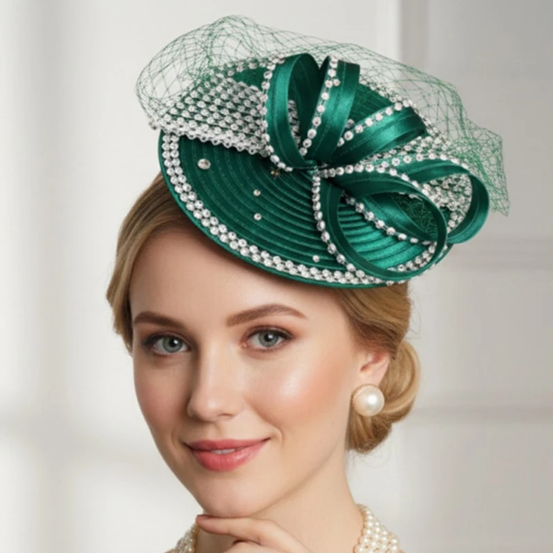 Neues Design Schleier Netting Perlen Fascinator Hut Qualität Party Derby Kirche Hut Damen Hochzeit Hut für Frauen Tanz Tägliche Dekoration – Detail 6