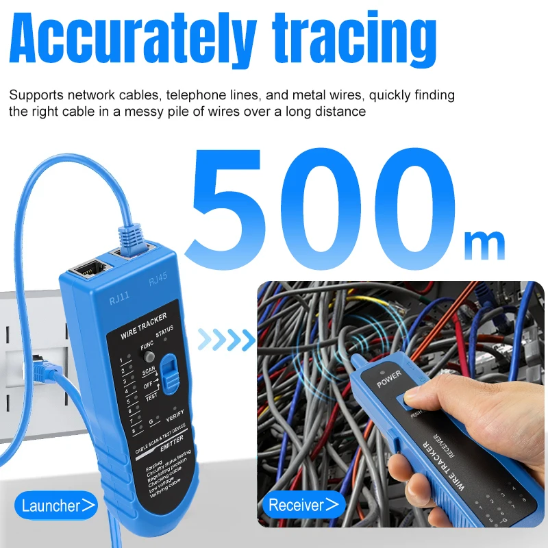 SNAKOL RJ11 RJ45 Network Cable Continuity Phone Line Tester-Wire Tracer Tone Generator Cable Tracker Telephone Line Finder