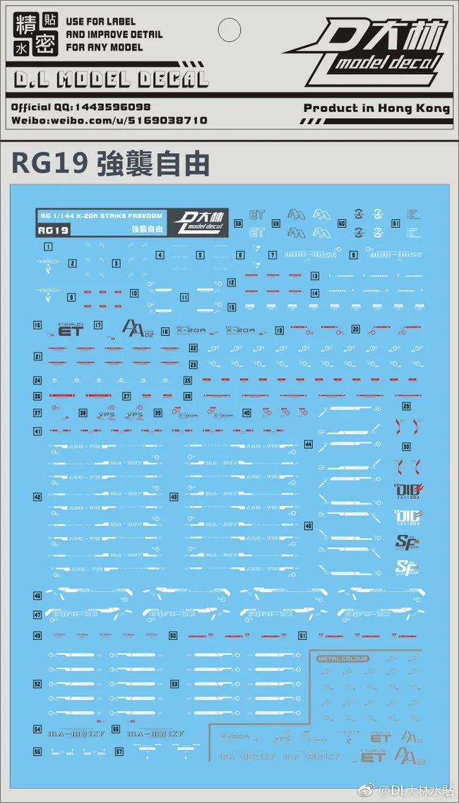 D.L high quality Decal water paste RG19 For RG 1/144 ZGMF-X20A STRIKE FREEDOM DL074