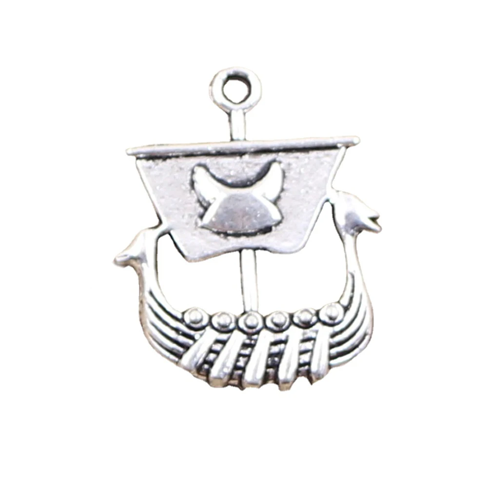 6pcs Charms Viking Ship Dragon Boat 26x21mm Antique Silver Color Pendants Making DIY Handmade Tibetan Finding Jewelry