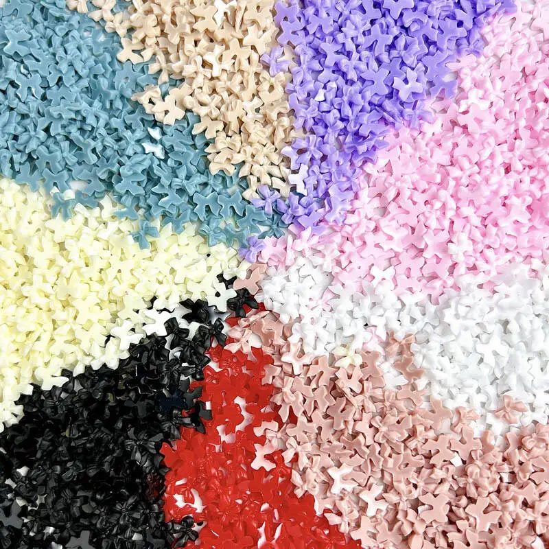 50Pcs 3D Resin Mini Solid Colors Bowknots Nail Art Decorations Minimalist Ribbon Bows Nail Charms Accessories DIY Nails Parts