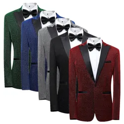 High-grade Men Luxury Suit One Button Jacket Fashion Male Wedding Prom Party Blazer Singer Stage Performance Dress Coat