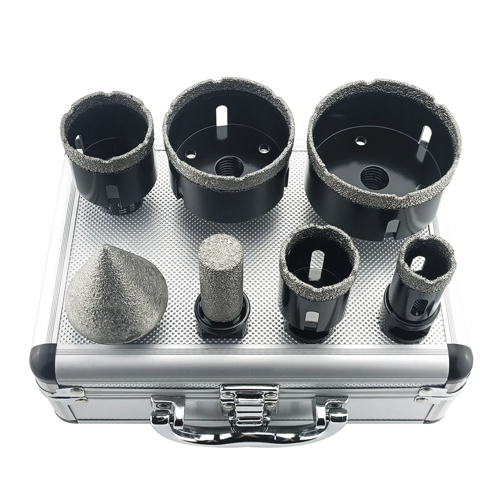 7Pcs M14 Thread Diamond Dry Drill Bit Vacuum Brazed Drilling Core Bits Set Porcelain Tiles Crowns Granite Marble Hole Saw Tools