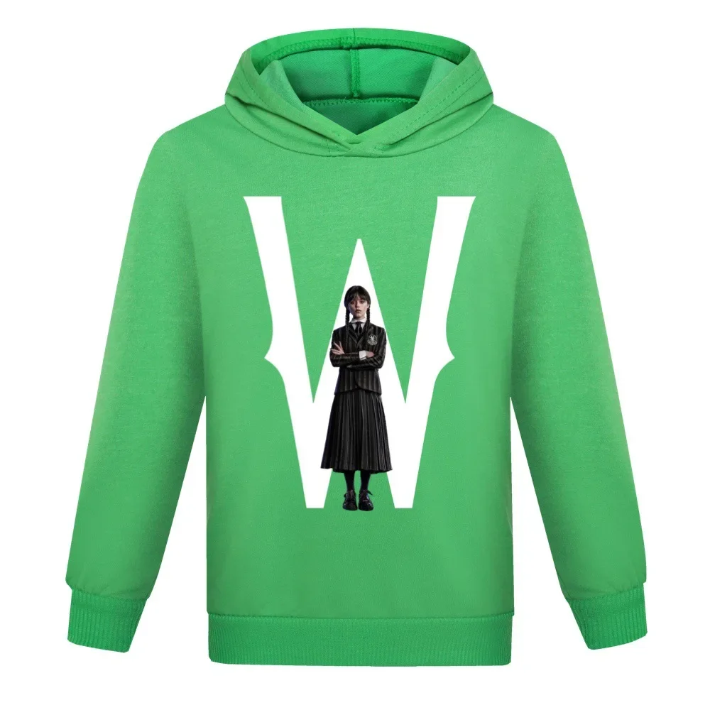 Kids Full Sleeve Top Spring Autumn Wednesday Addams Family Sweatshirts Boys Hoodies Pullover Sport Costumes Girls Casual Outwear