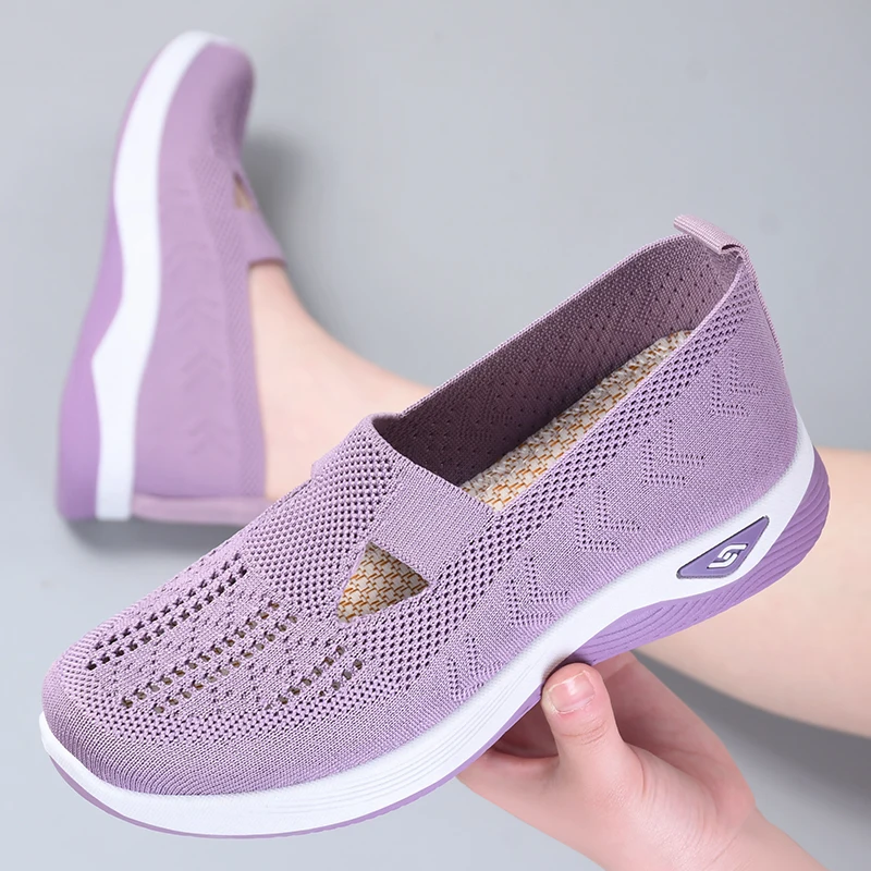 Breathable Fashion Sneakers Comfortable Mesh Casual Work Shoes Non Slip Orthopedic Walking Shoes with Arch Support for Women