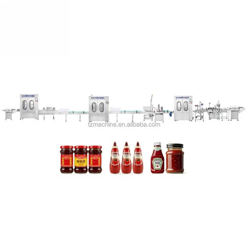 Línea de Producción de Llenado, Tapado y Etiquetado de Salsas Totalmente Automática Personalizada de Fábrica, que Cumple con las Normas de Seguridad Alimentaria
