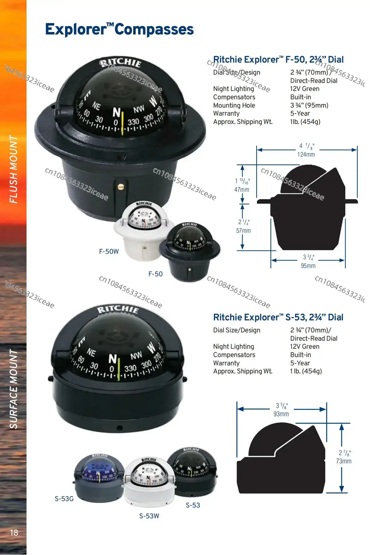 for boats Magnetic Compass B-51/ F-50WT/ B-81WM /X-10B-M, Yacht Compass, Yacht Accessories