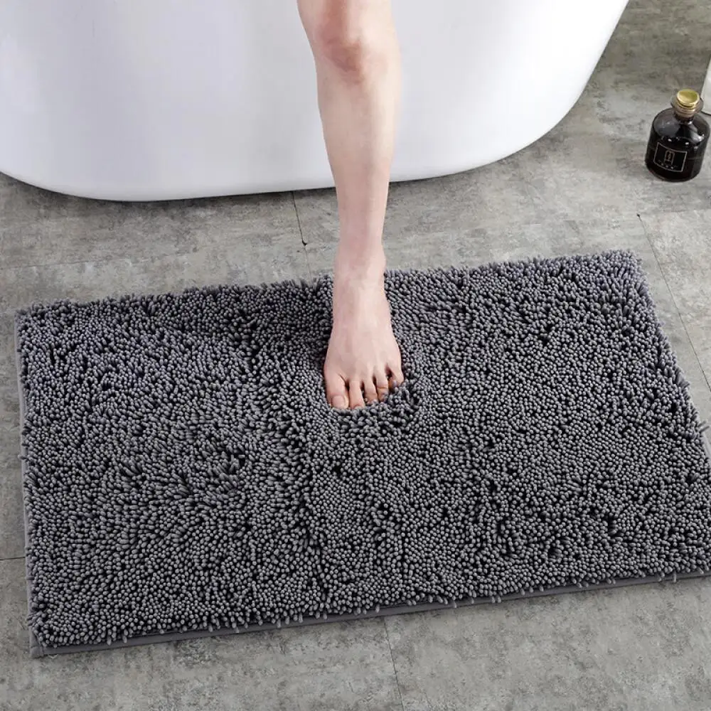 Bedroom Entrance Chenille Plush Absorbent Floor Mat Bathroom Non Slip Foot Mat Bathroom Rug Doorway Carpet Household Essentials