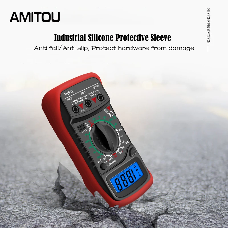 AMITOU 1999 Counts Multímetro Digital Profissional AC/DC Current Voltage Tester Capacitance Ohm Diode Meter with LCD Backlight