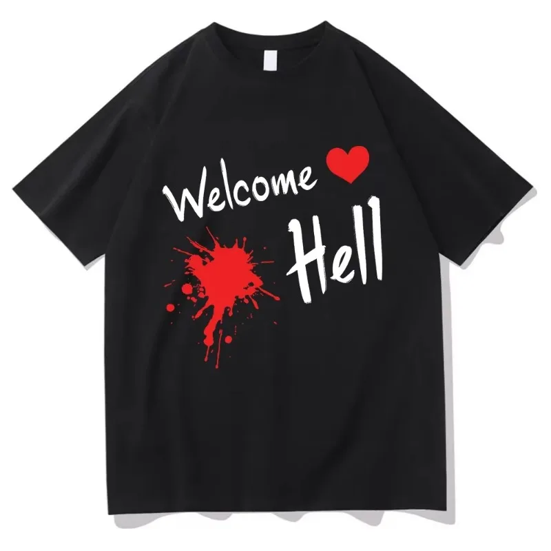 Anime TouHou Project Welcome Hell Tshirt 2025 Women Cotton Clothing Harajuku Clothes Summer Tops Unisex Graphic T Shirts Tops