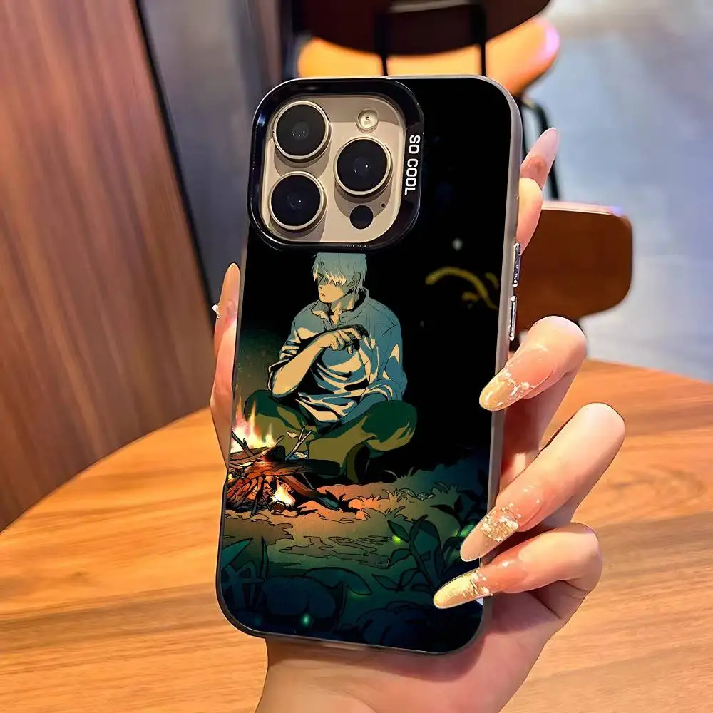 Fantasy anime M-Mushishi Ginko   Colored Silver Phone Case For iPhone 11 12 13 14 15 16 17 Plus Pro Max XS view 5