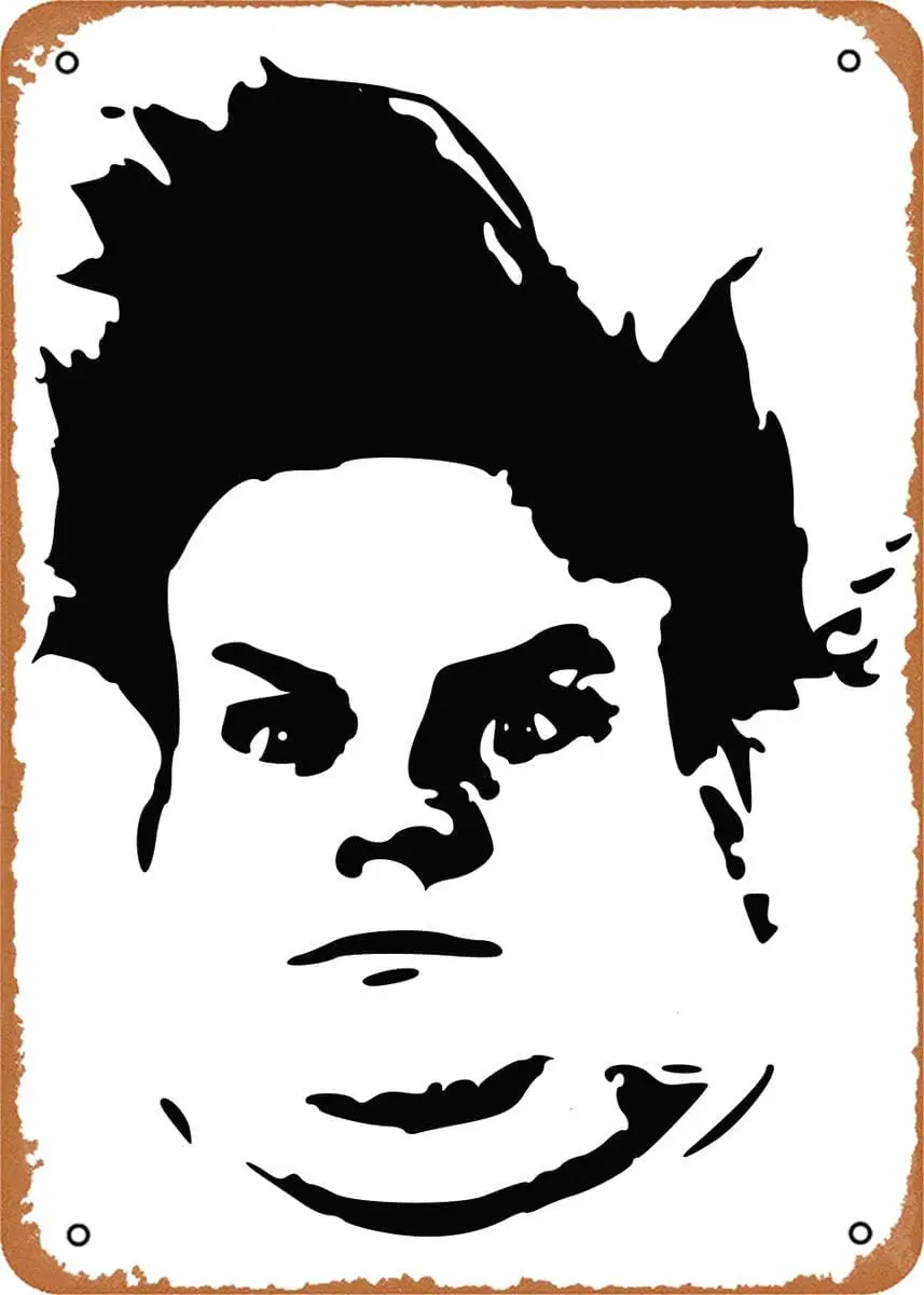 Muecddoa Movie Poster Retro Metal Sign Chris Farley Minimalistic Black & White Wall Art Wall Art Decor Sign - 12 x 8 inch