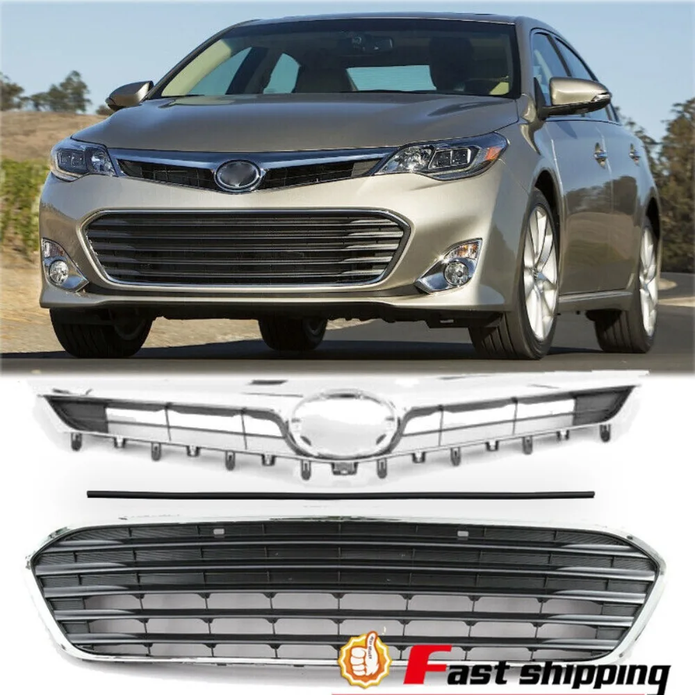 

Front Bumper Upper&Lower Grille Chrome Grill Fit 2013 2014 2015 Toyota Avalon