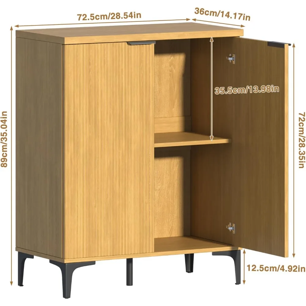 خزانة بوفيه مستوحاة من الكتان مع بابين وتصميم مخدد #2