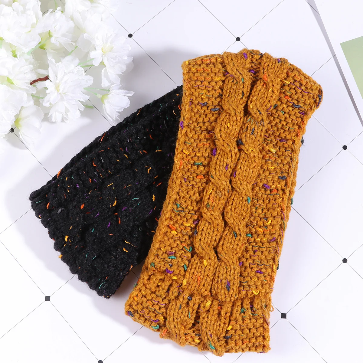 

2 Pcs Stretch Hairband Stylish Headbands for Women Headwraps Adjustable Knitted Hairbands