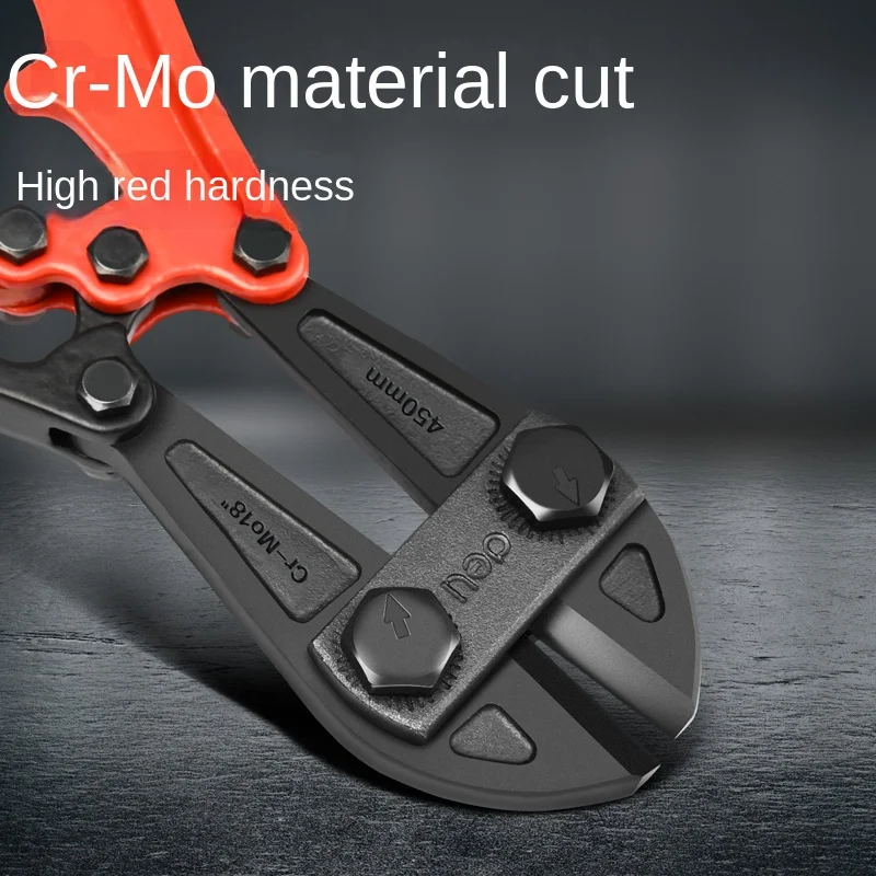 Deli 12/14/18 Inch Bolt Cutters Wire Cutters Cr-Mo Cut High Red Hardness Pliers Hand Tool Labor-saving Steel Bar Shearing Pliers