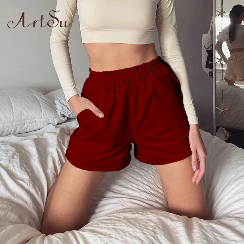 Women High Waist Short Pants Fashion Solid Slim Casual Sportswear Biker Sports Shorts Streetwear Y2k Shorts Summer Clothes