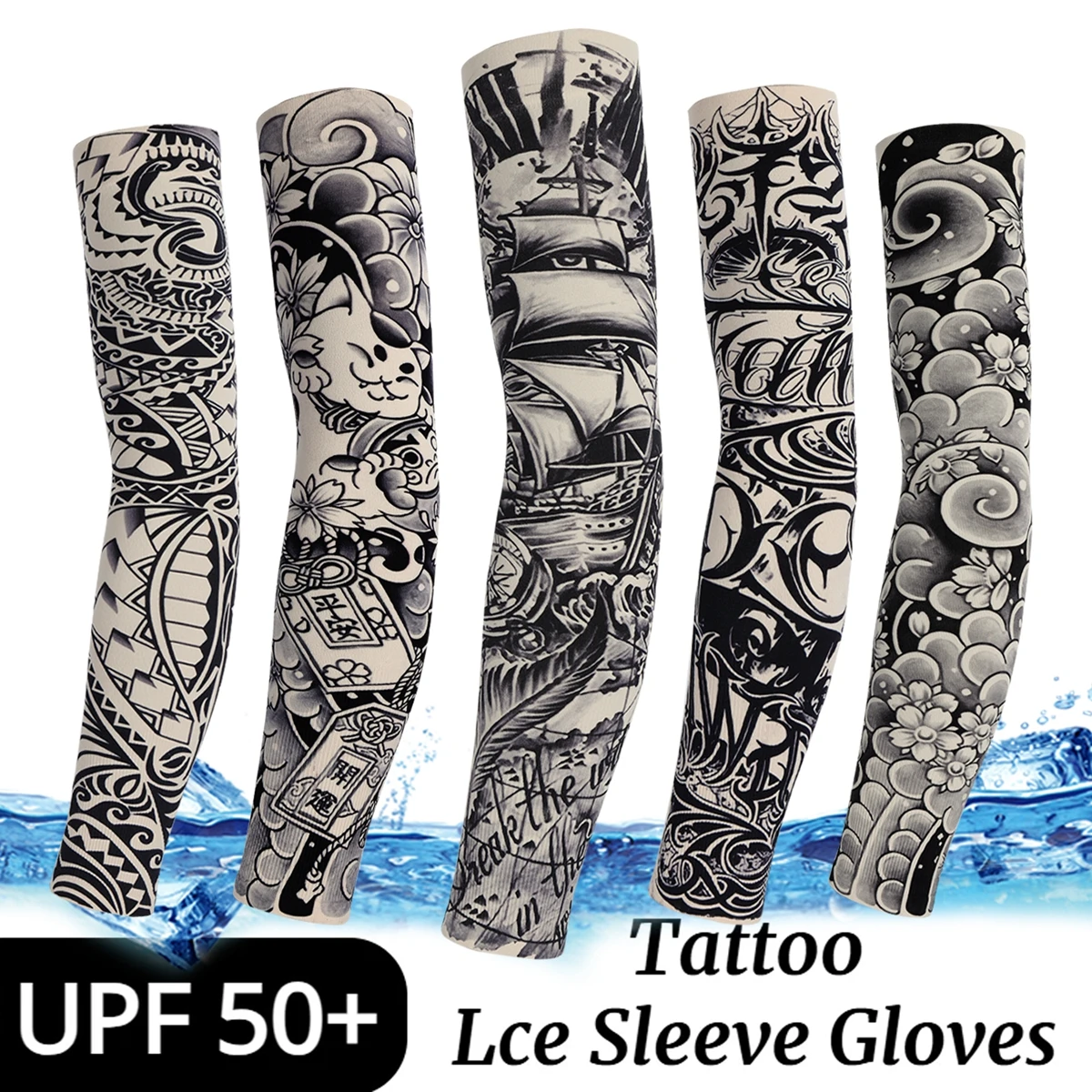 New Summer Tattoo Sleeves Ice Silk Golf Sports Sun-proof Cycling Men Cool Personalized Driving Women Fishing Elastic Arm Warmer