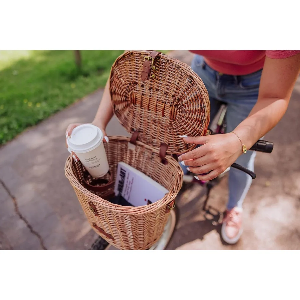 Cambridge Bike Basket, Personal Picnic Basket with Removable Shoulder Strap