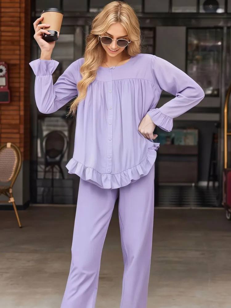 

2 Piece Women Set Autumn Winter Long Sleeve Shirt Blouse Top And Pants Suits Outfits Fashion Office Lady Matching Sets Outfit