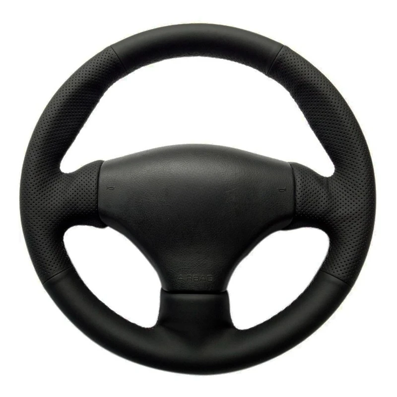 Car Steering Wheel Cover Black Artificial Leather DIY Hand-stitched For Peugeot 206 1998-2005 206 SW 2003-2005 206 CC 2004 2005