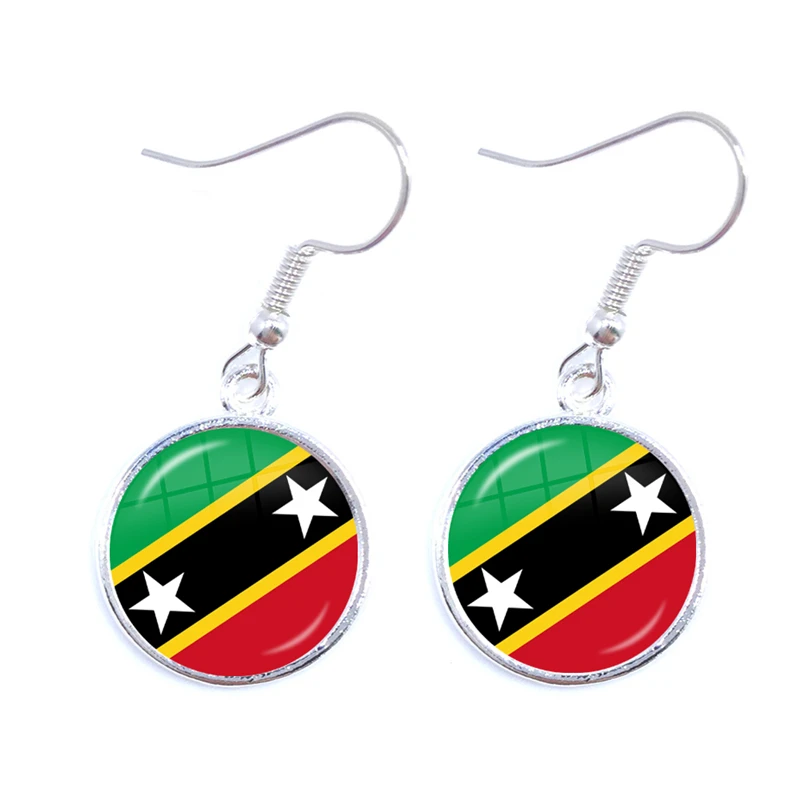Guatemala,Bahamas,Cuba,Costa Rica,The Federation of Saint Kitts and Nevis,Antigua and Barbuda National Flag Glass Drop Earrings