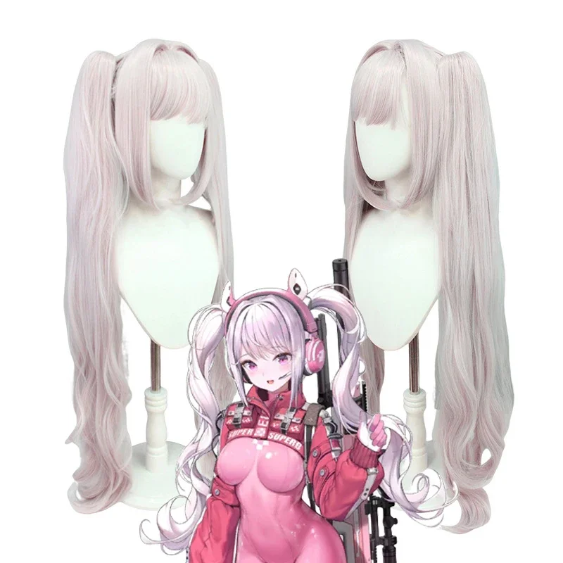 

Game NIKKE：The Goddess of Victory Alice Cosplay Wig Girl Pink Double Ponytail Curly Hair Heat Resistant Synthetic Wigs Halloween