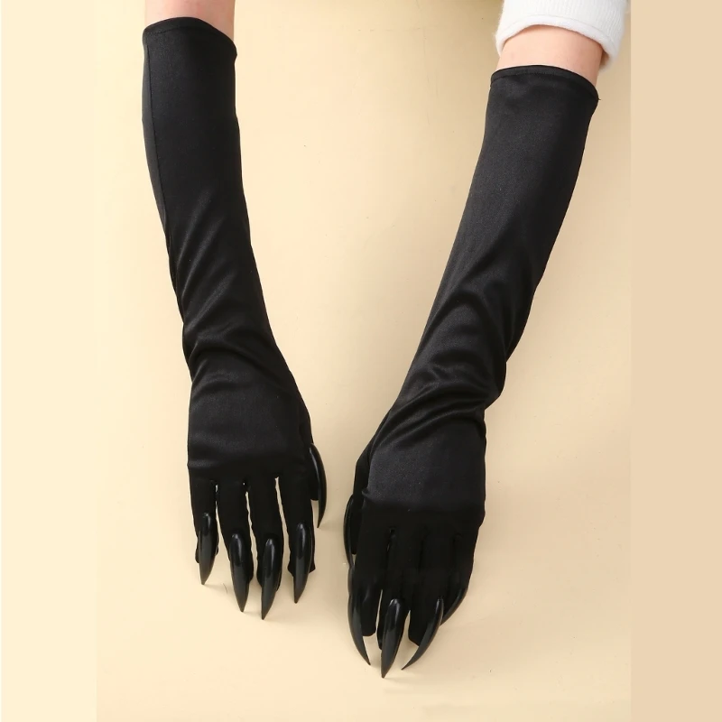 Funny Vampire Claw Gloves Birthday Party Cosplay Mardi Gras Sparkly Long Nails Accessories Halloween Costume Gloves