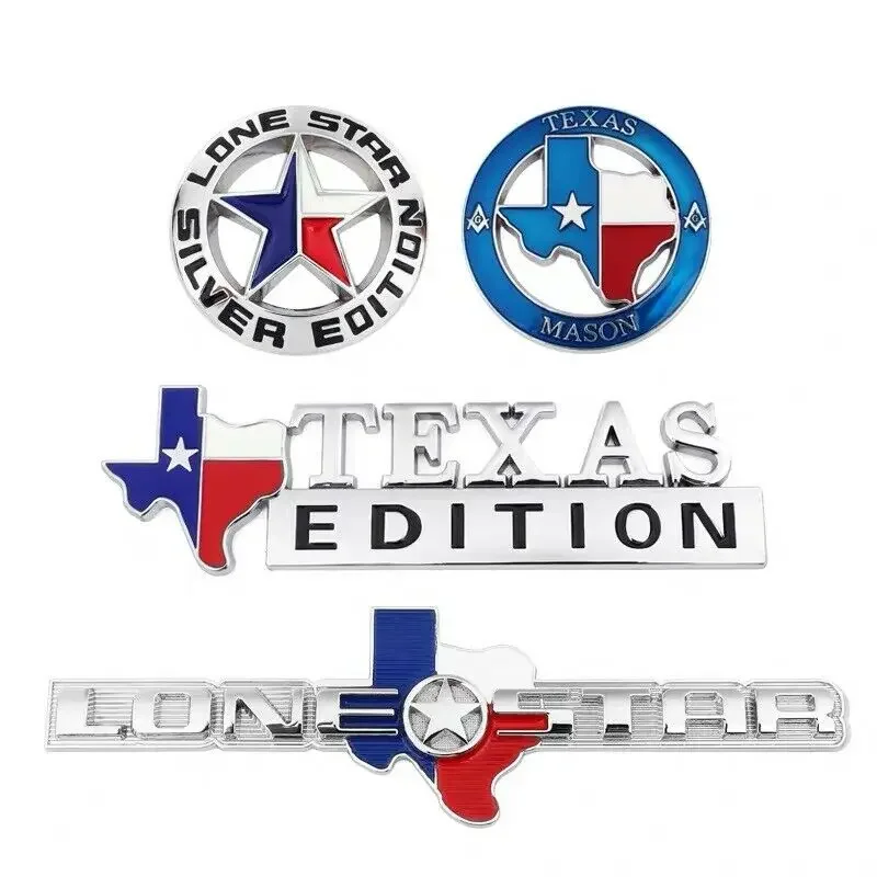 1x Metal Chrome TEXAS FLAG EDITION Mason Lone Star Car Emblem Badge Trunk Tailgate Sticker Universal Accessories